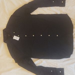 J.Crew Men's Navy polka-dot long sleeve shirt. MEDIUM